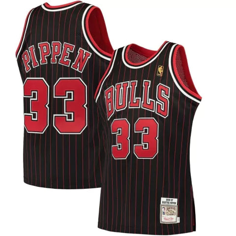 Regata NBA Chicago Bulls Retrô 1997 - 1998 Mitchell & Ness Authentic Pippen 33 - Preta e Vermelha