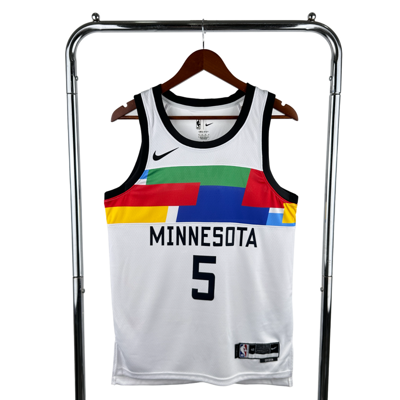 Regata NBA Minnesota Timberwolves City Edition Nike Authentic Edwards 5 - Branca