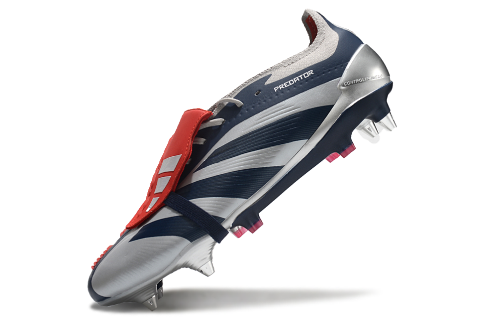 Adidas Predator Elite Fold-Over Tongue SG - Prata, Azul e Vermelha