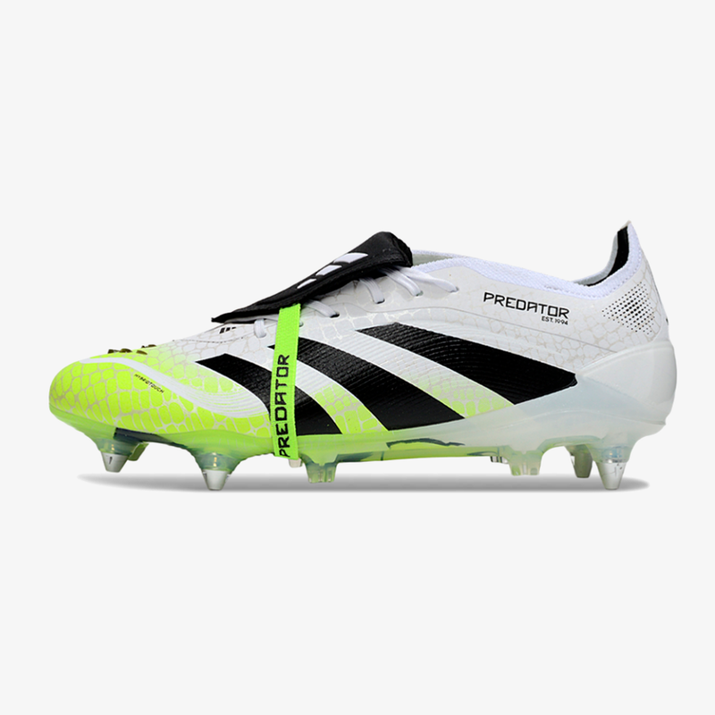 Adidas Predator Elite Fold-Over Tongue SG - Branca, Verde e Preta - Radiant Blaze Pack