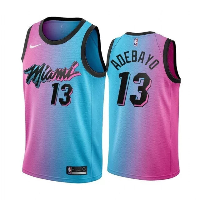 Regata NBA Miami Heat City Edition 20/21 Nike Authentic Adebayo 13 - Azul e Rosa