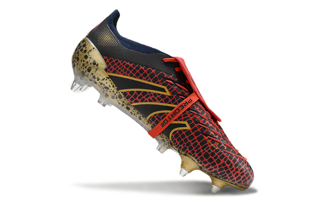 Adidas Predator Elite Fold-Over Tongue SG - Preta, Dourada e Vermelha
