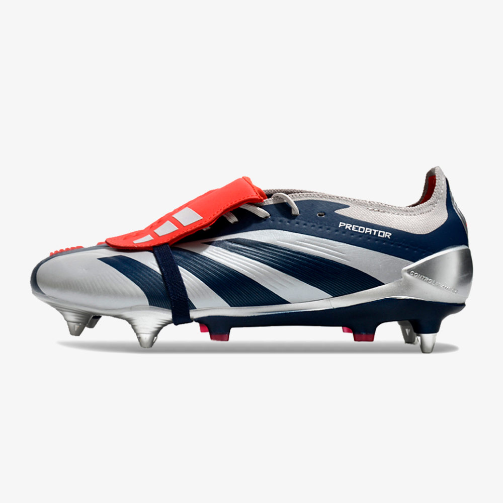 Adidas Predator Elite Fold-Over Tongue SG - Prata, Azul e Vermelha