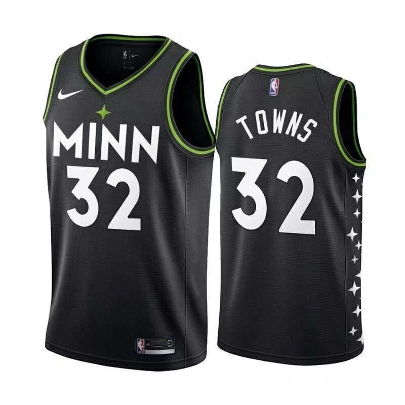 Regata NBA Minnesota Timberwolves City Edition 20/21 Nike Authentic Swingman Towns 32 - Preta