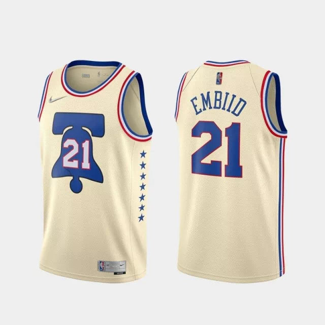 Regata NBA Philadelphia 76ers Nike Authentic Embiid 21 - Bege