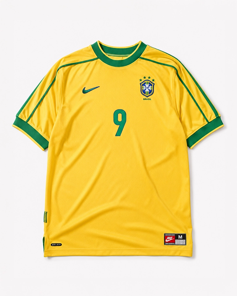 Camisa Retrô Seleção Brasileira 1998 Ronaldo Nº 9 Copa Do Mundo - Reedição