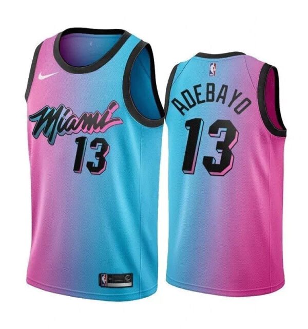 Regata NBA Miami Heat City Edition 20/21 Authentic Adebayo 13 - Azul e Rosa