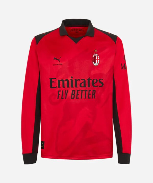 Camisa x Slam Jam AC Milan 2024/25 IIII Vermelha - Edição Limitada Manga Longa