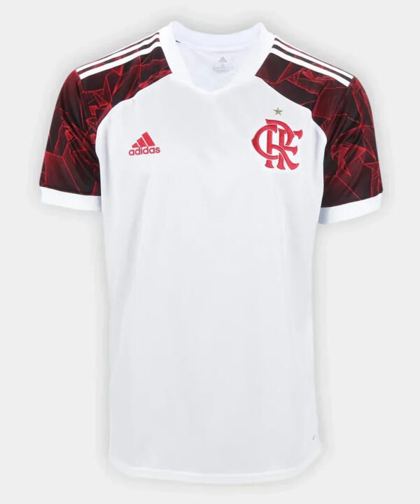 Camisa Flamengo Away 21/22 Torcedor Masculino - Branco e Vermelho