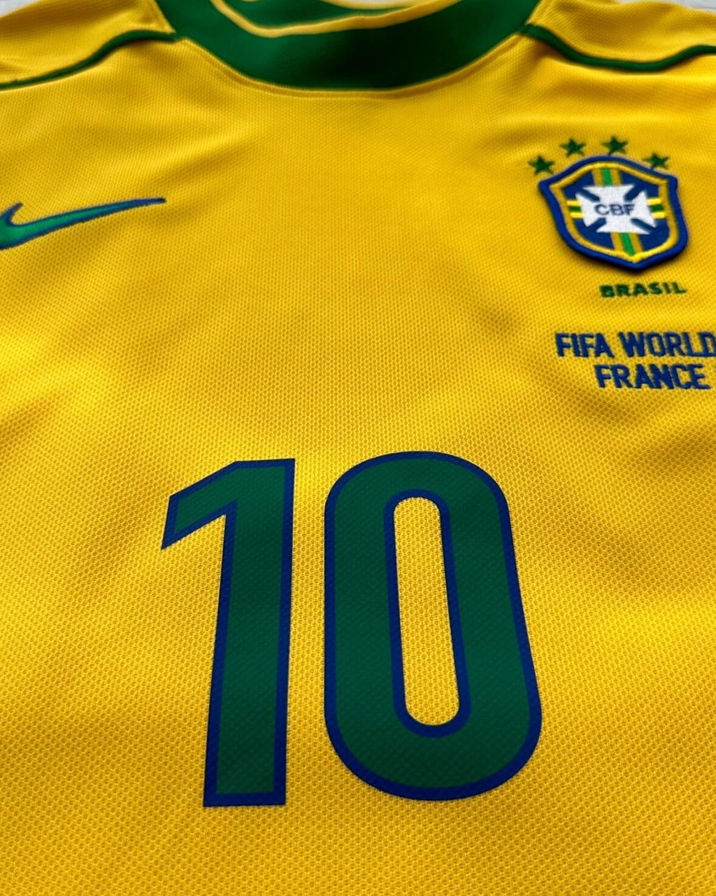 Camisa Retrô Seleção Brasileira 1998 Rivaldo Nº 10 Copa Do Mundo - - Imagem 6