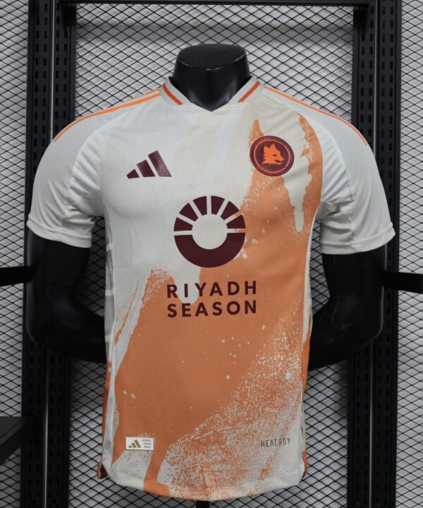 Camisa Roma Away 2024/25 Jogador Masculino - Branca e Laranja
