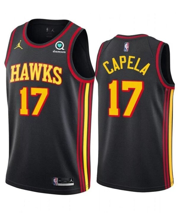 Regata NBA Atlanta Hawks Jordan Authentic Capela 17 - Preta