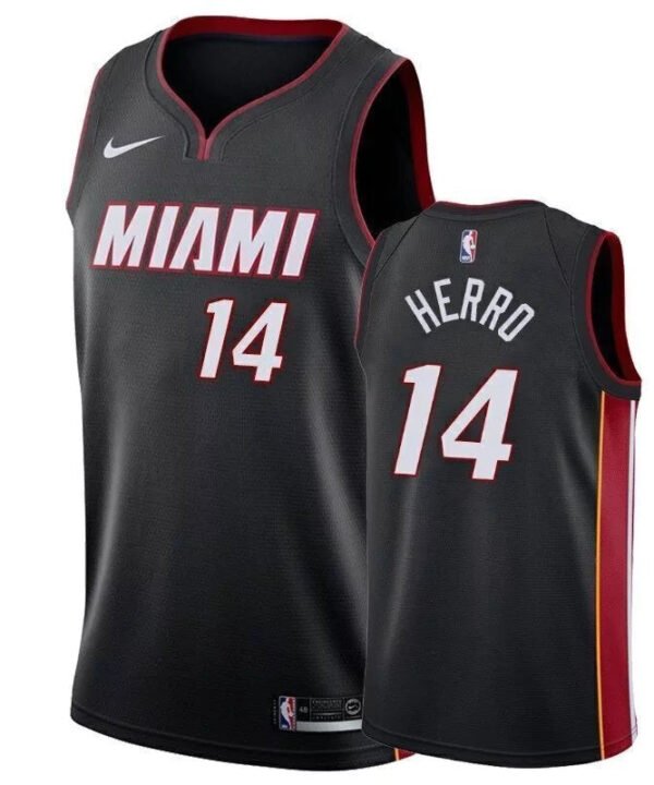 Regata NBA Miami Heat Authentic Herro 14 - Preta e Vermelha