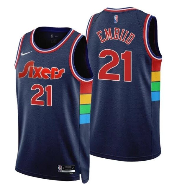 Regata NBA Philadelphia 76ers Authentic Embiid 21 - Azul Marinho