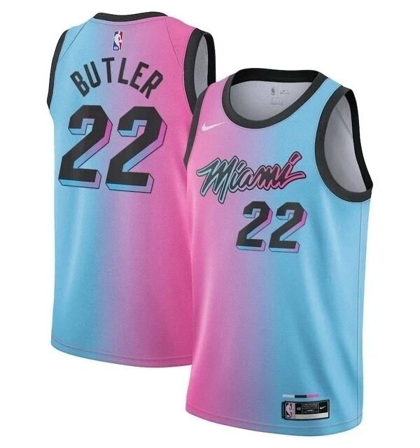 Regata NBA Miami Heat Authentic Butler 22 - Azul e Rosa