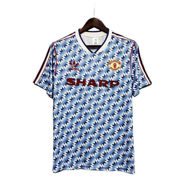 Camisa Manchester United Retrô 1990/1992 Azul e Branca -