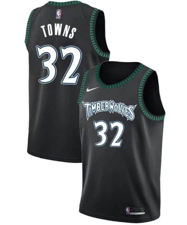 Regata NBA Minnesota Timberwolves Authentic Swingman Towns 32 - Preta e Verde