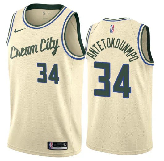 Regata NBA Milwaukee Bucks Authentic Antetokounmpo 34 - Bege