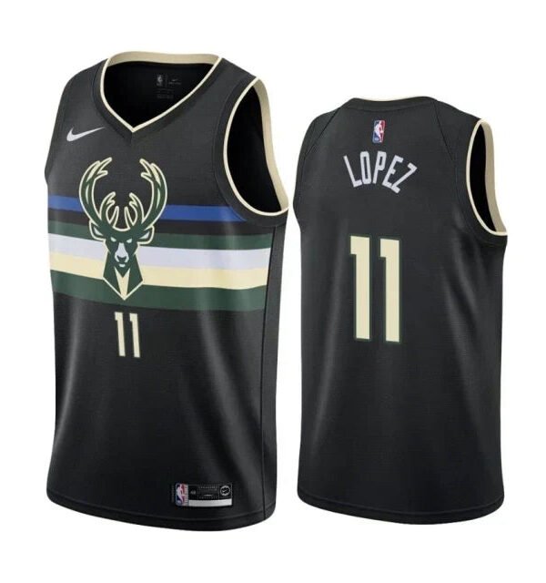 Regata NBA Milwaukee Bucks Authentic Lopez 11 - Preta