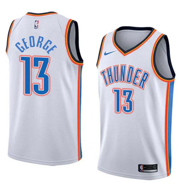 Regata NBA Oklahoma City Thunder Authentic Swingman George 13 - Branca