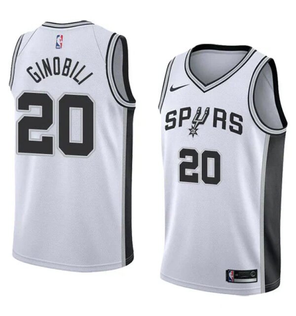 Regata NBA San Antonio Spurs Authentic Swingman Ginobili 20 - Branca