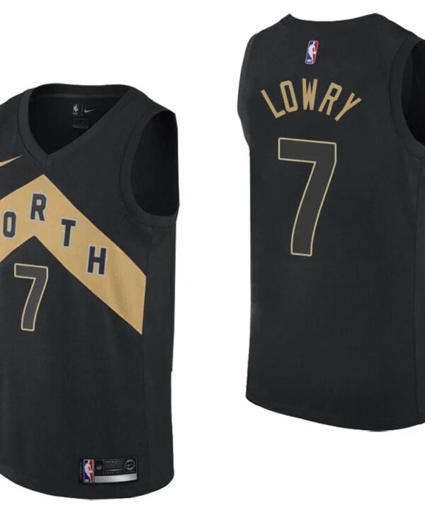 Regata NBA Toronto Raptors Authentic Swingman Lowry 7- Preta e Dourada