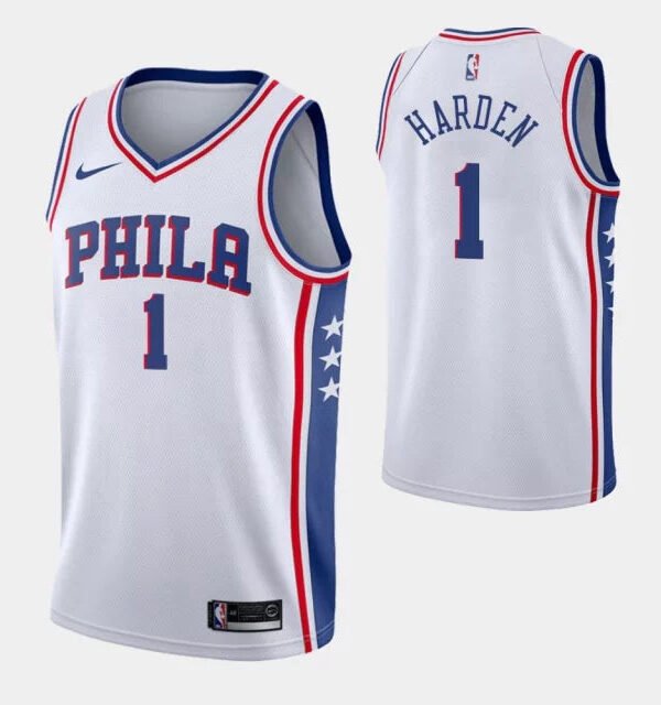 Regata NBA Philadelphia 76ers Authentic Harden 1 - Branca