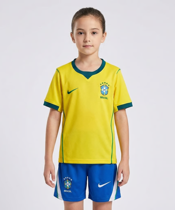 Conjunto Infantil Feminino Brasil 2026 Copa do Mundo I Torcedor